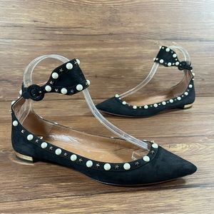Aquazzura Harlow Ankle Strap Studded Flats Women’s Size 6 (36)